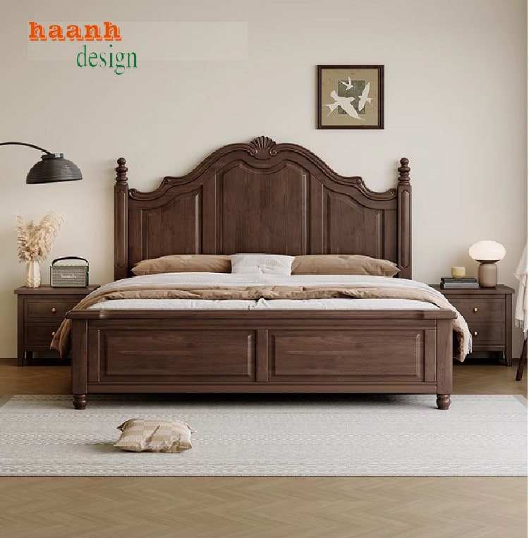 giường ngủ khách sạn gỗ