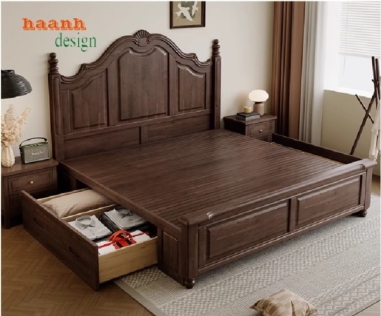 giường ngủ khách sạn gỗ