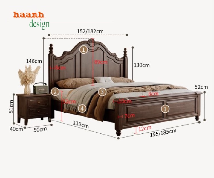 giường ngủ khách sạn gỗ