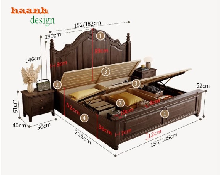 giường ngủ khách sạn gỗ