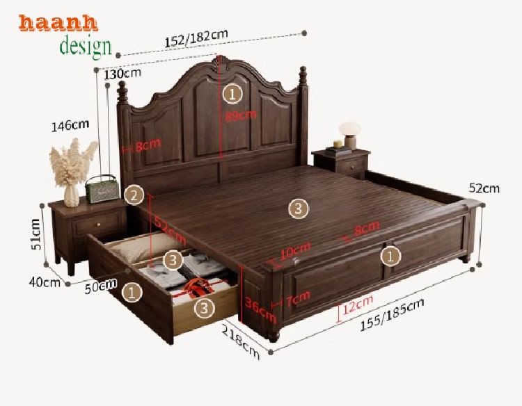 giường ngủ khách sạn gỗ