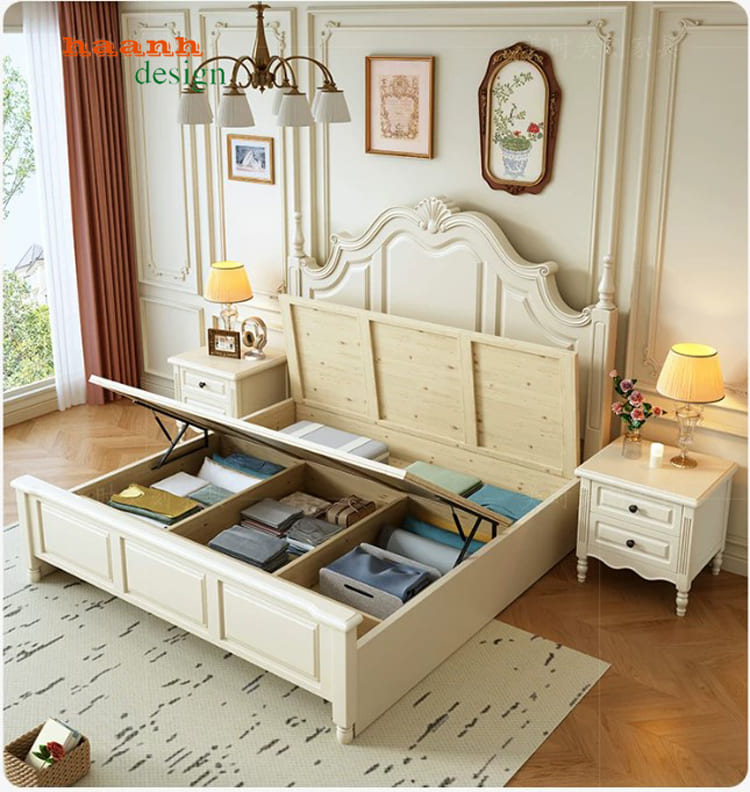 giường gỗ khách sạn cao cấp trong phòng khách sạn sang trọng