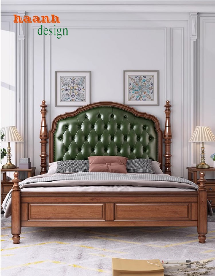 giường gỗ tân cổ điển
