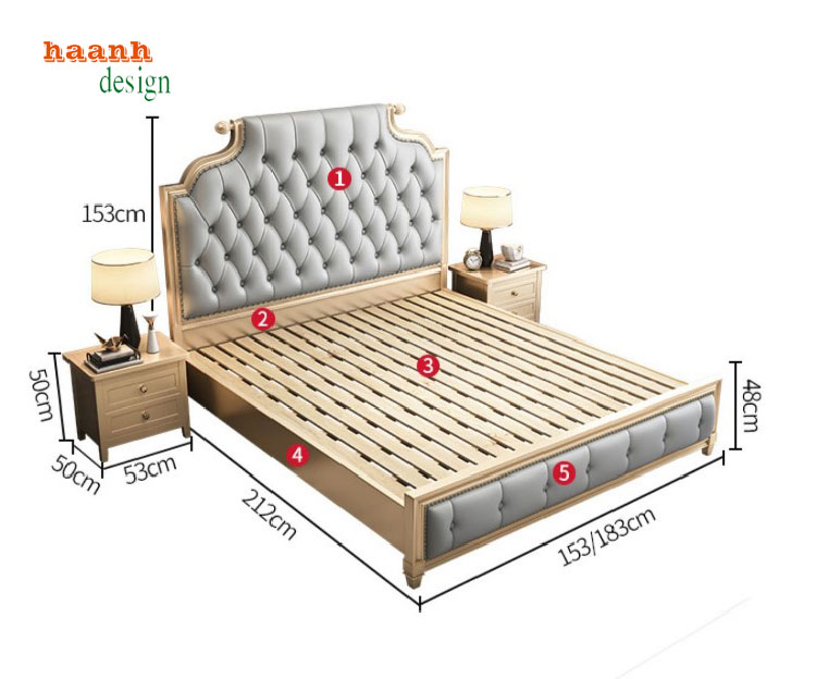 giường ngủ tân cổ điển gỗ tự nhiên