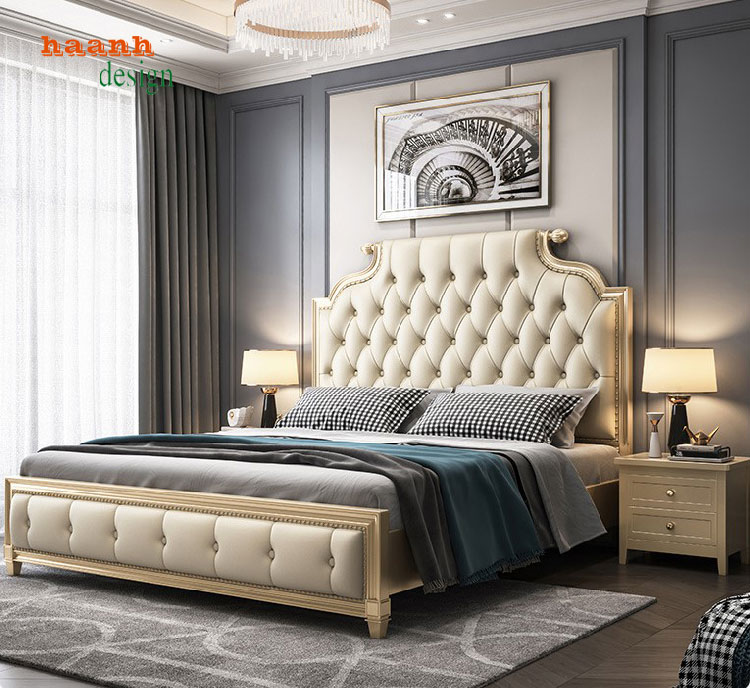 giường ngủ tân cổ điển gỗ tự nhiên