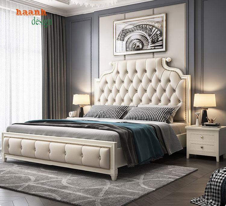 giường ngủ tân cổ điển gỗ tự nhiên