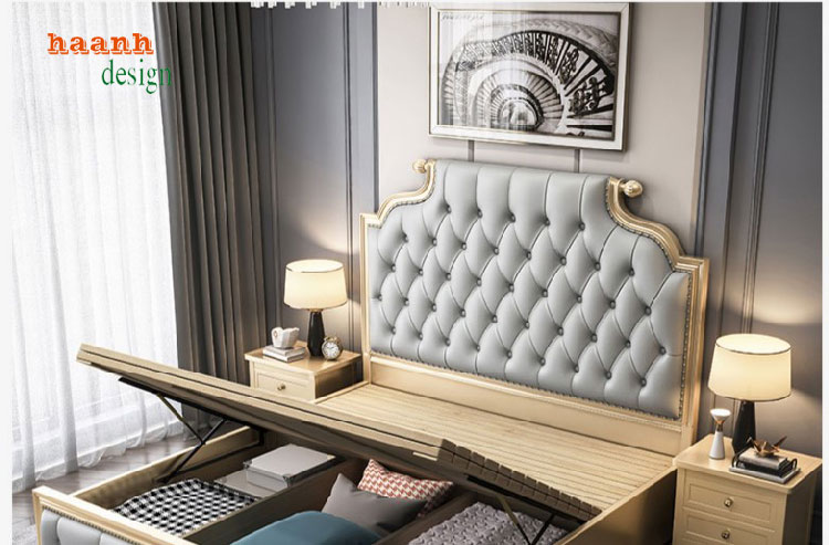 giường ngủ tân cổ điển gỗ tự nhiên