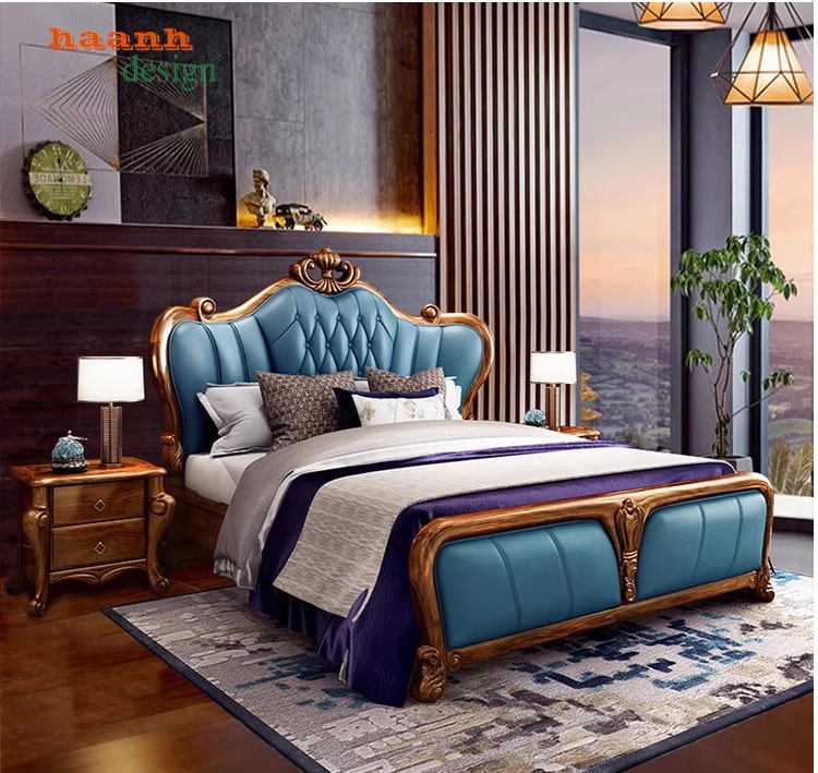 Giường ngủ gỗ tân cổ điển châu âu