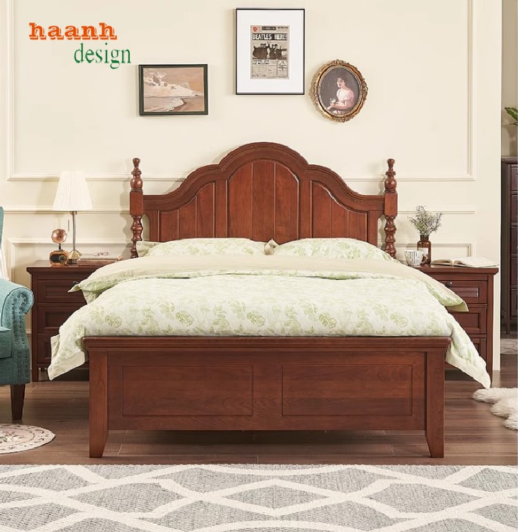 Giường gỗ tự nhiên tân cổ điển
