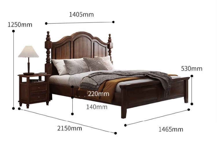 Giường gỗ tự nhiên tân cổ điển