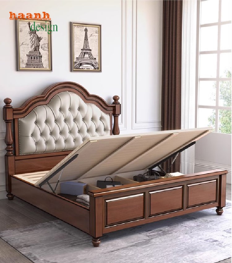 giường gỗ tân cổ điển