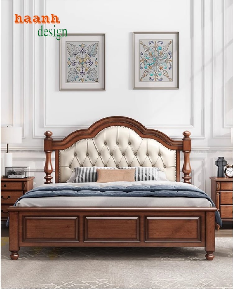 giường gỗ tân cổ điển
