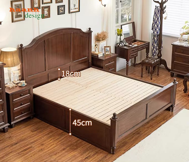 giường tân cổ điển kiểu mỹ trong không gian phòng ngủ gia đình