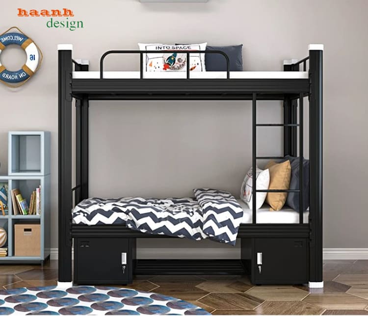 GTS 007 nhìn trực diện Giường tầng sắt 2 tầng nhìn trực diện trong phòng ngủ