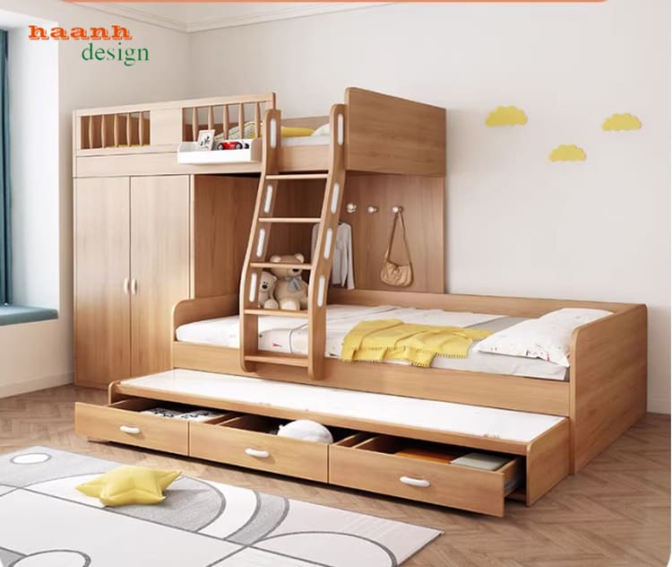 giường gỗ 2 tầng trẻ em hiện đại đẹp cho phòng ngủ bé