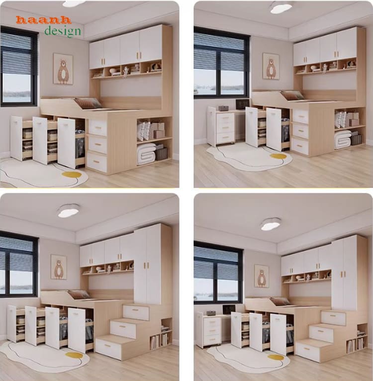 Không gian phòng ngủ trẻ em hiện đại với giường tầng