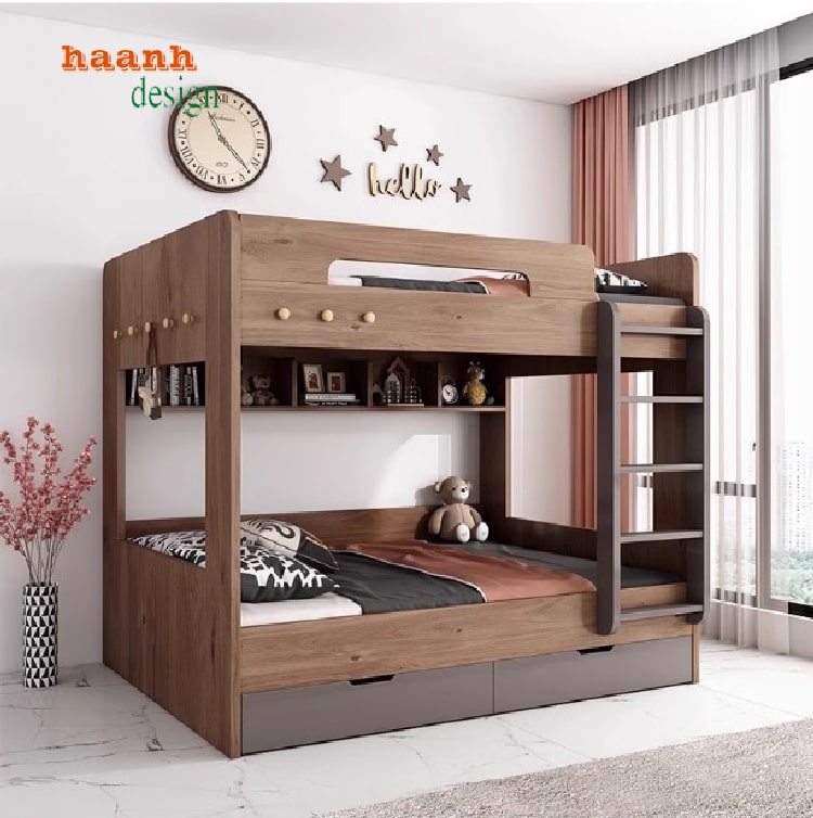 Giường tầng trẻ em hiện đại bằng gỗ công nghiệp Thái Lan