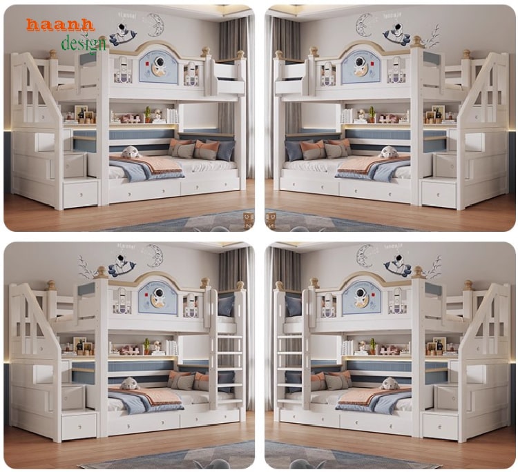 giường tầng 2 tầng cho bé gỗ sồi