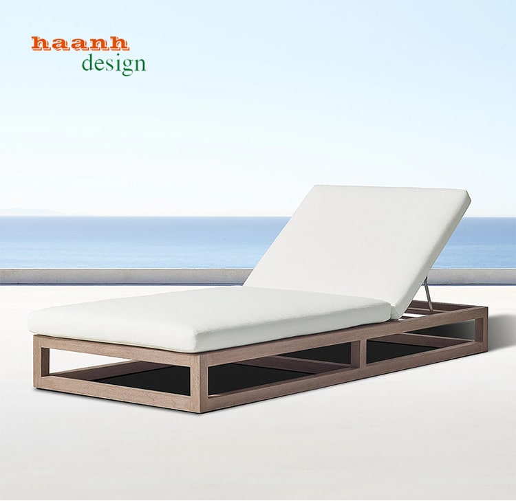 Giường thư giãn hồ bơi gỗ teak -3