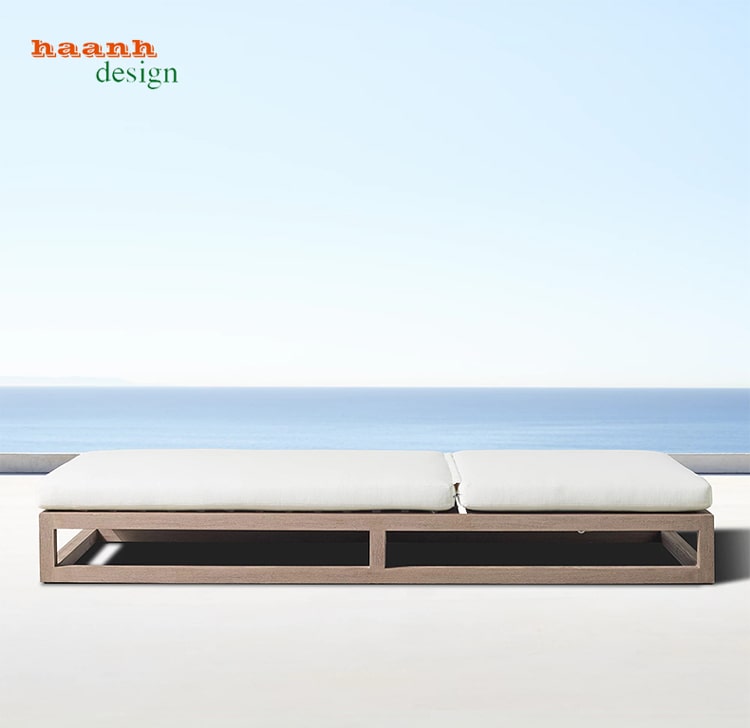 Giường thư giãn hồ bơi gỗ teak -5