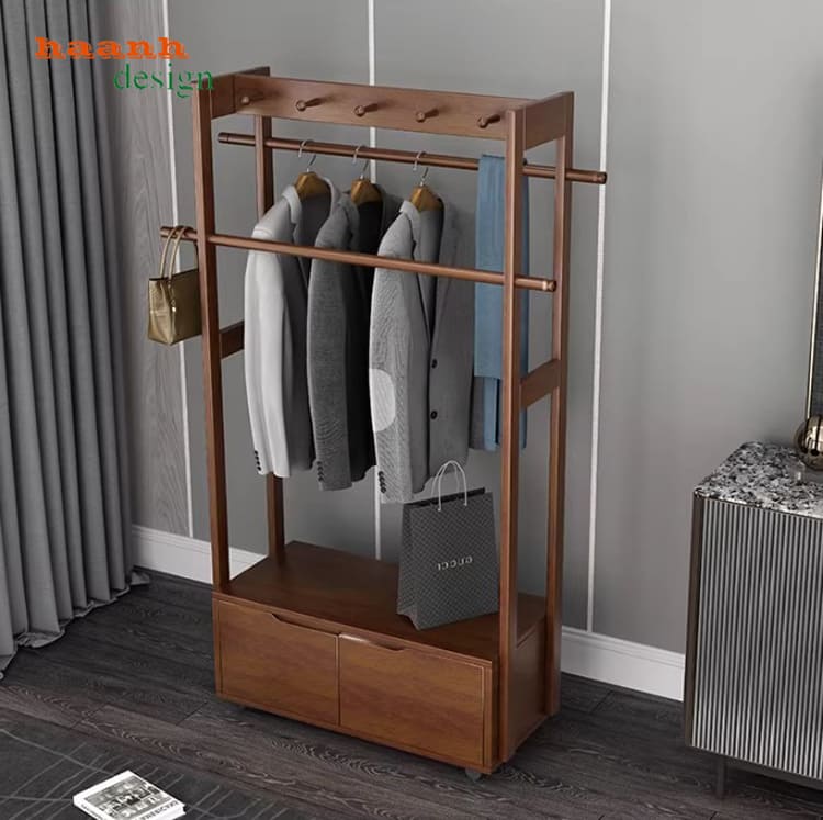 giá gỗ treo quần áo hiện đại phòng ngủ