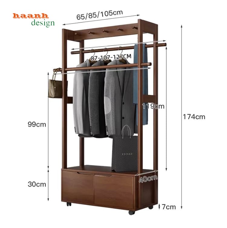 giá gỗ treo quần áo phòng ngủ gia đình