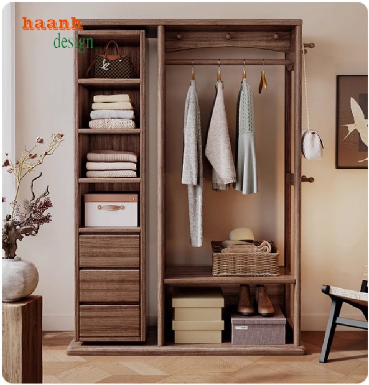 kệ gỗ để quần áo thiết kế đơn giản tiện lợi