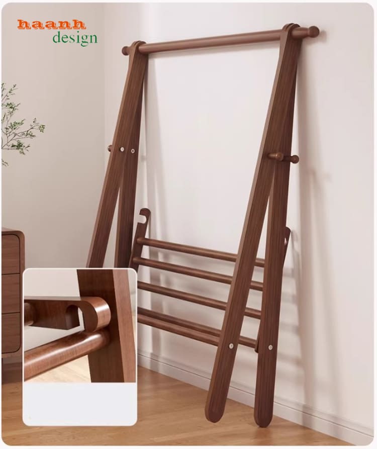 kệ treo quần áo chữ a gỗ phòng ngủ hiện đại