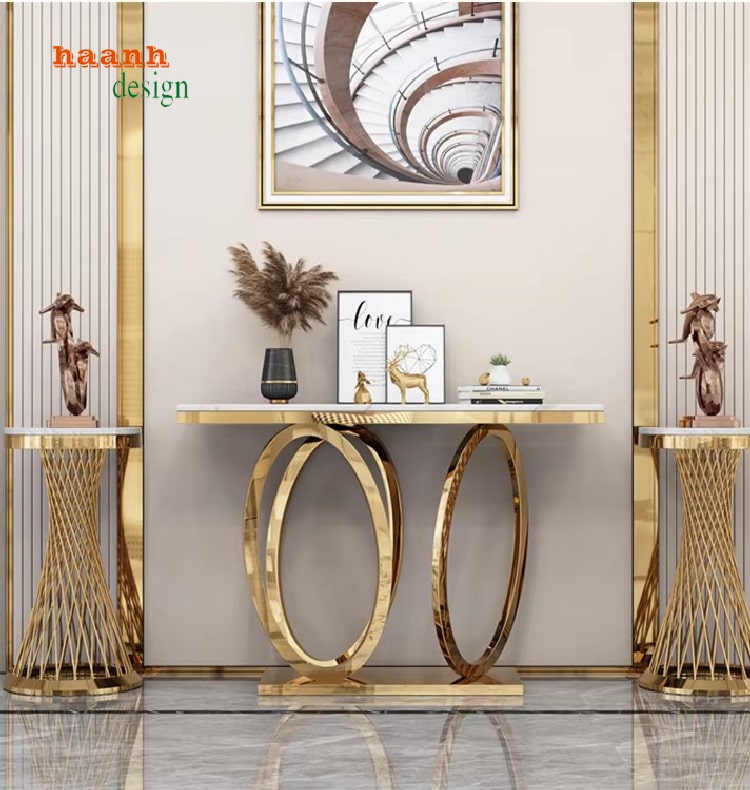 Bàn Trang Trí Chân Inox Mặt Đá – Tôn Vinh Không Gian Sống -KTS 016