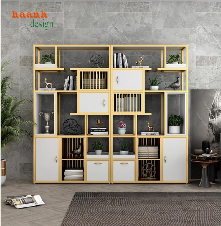 Kệ ngăn phòng sắt gỗ thiết kế theo yêu cầu, siêu bền đẹp-KTS 017