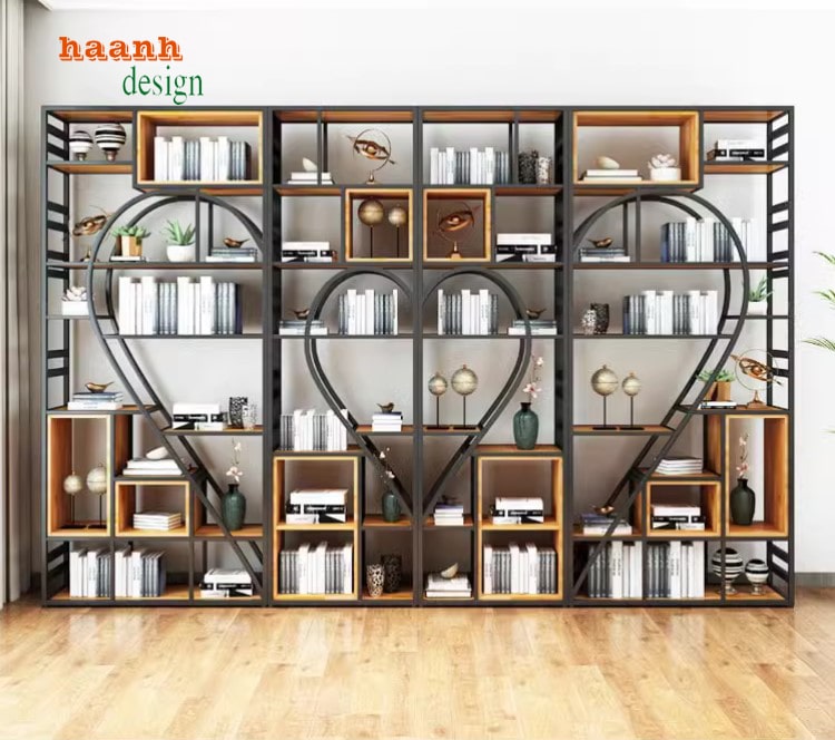 Khám phá ý tưởng kệ sắt trang trí kết hợp gỗ độc đáo-KTS 012