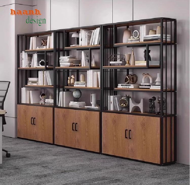 Kệ sắt gỗ bày đồ trang trí – Giải pháp decor hiện đại-KTS 015