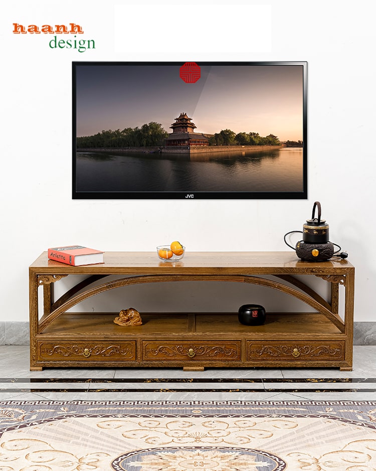 Kệ ti vi giả cổ gỗ tự nhiên