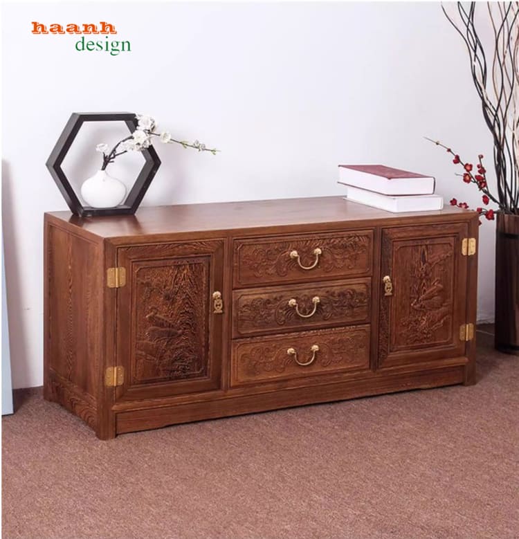 kệ tivi bằng gỗ phòng khách giả cổ