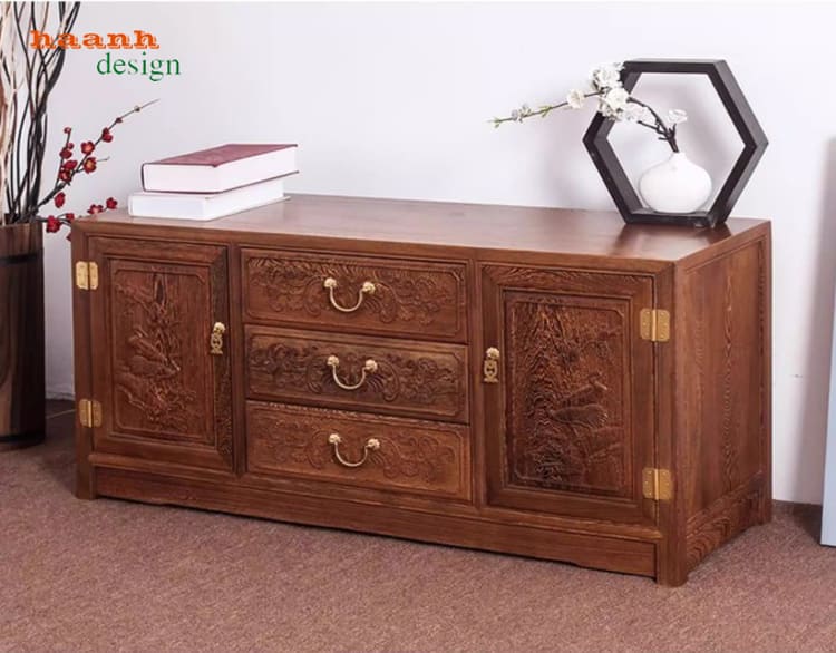 kệ tivi bằng gỗ phòng khách biệt thự