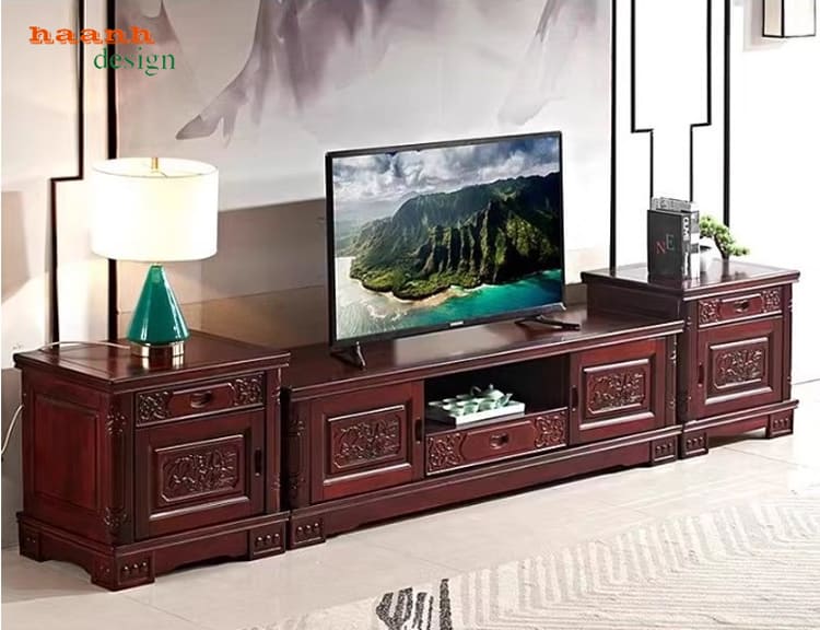 kệ tivi gỗ hương đá nguyên khối