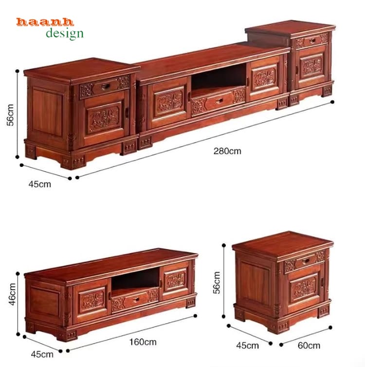 kệ tivi bằng gỗ hương đá tự nhiên