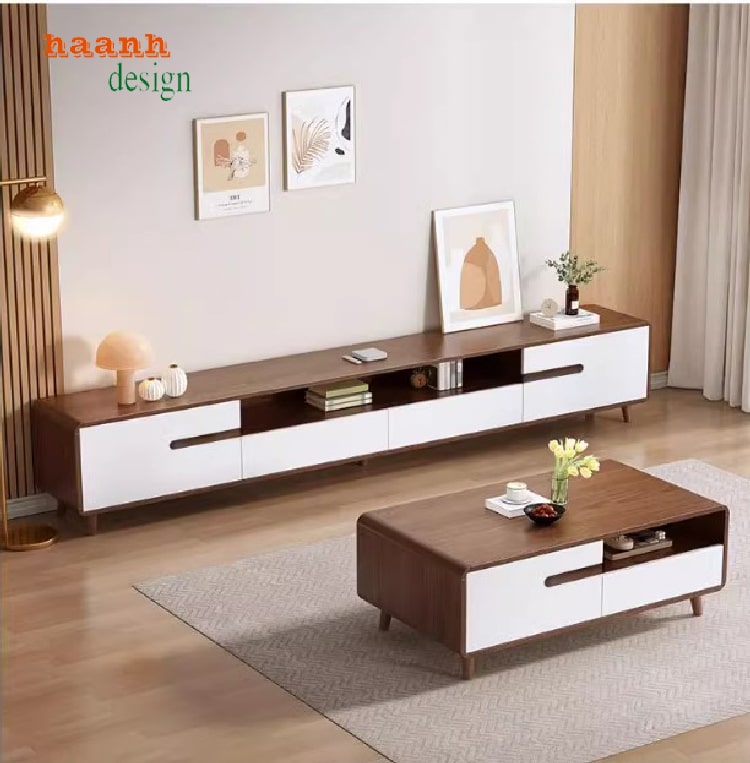 Mẫu kệ tivi phòng khách đa dạng màu vân gỗ