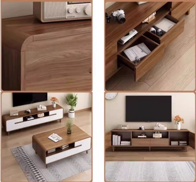 Kệ tivi gỗ đẹp veneer óc chó cao cấp