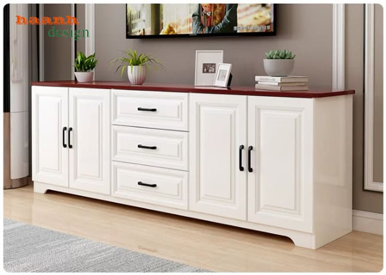 kệ tivi gỗ công nghiệp hiện đại màu trắng phòng khách
