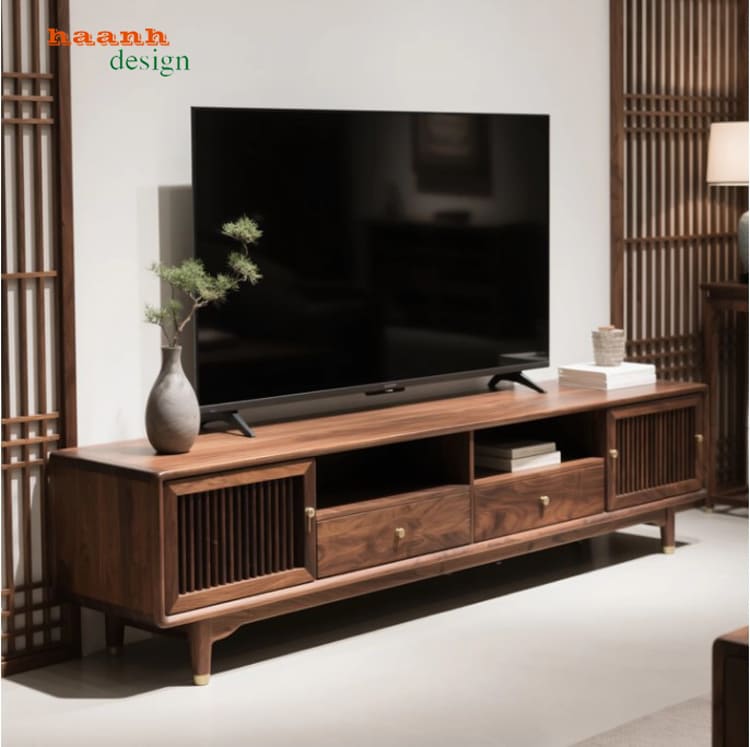 mẫu kệ tivi đẹp gỗ óc chó hiện đại phòng khách