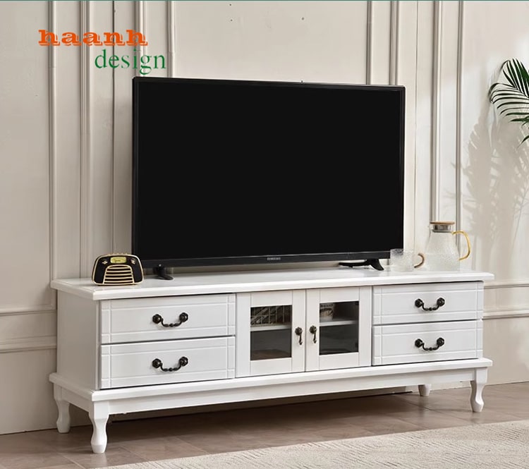 Kệ ti vi gỗ phòng khách tân cổ điển