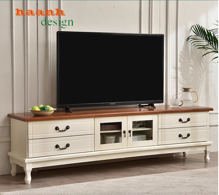 Kệ ti vi gỗ phòng khách tân cổ điển