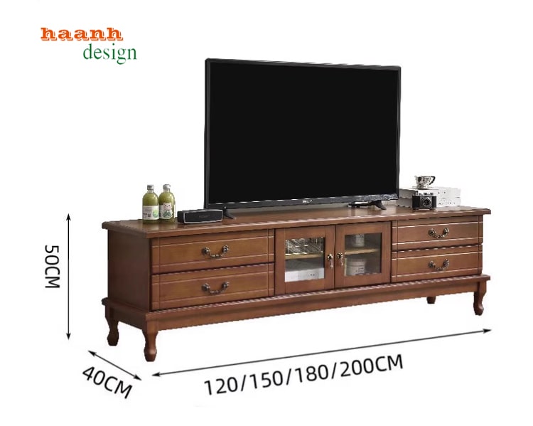 Kệ ti vi gỗ phòng khách tân cổ điển
