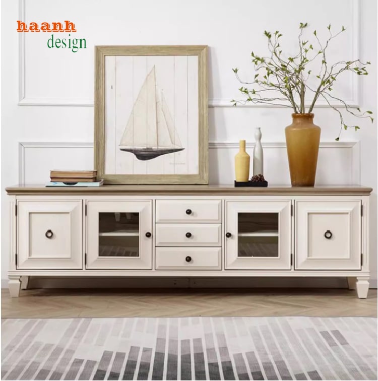 kệ tivi tân cổ điển gỗ tự nhiên