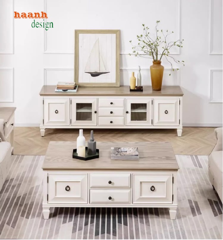 kệ tivi tân cổ điển gỗ tự nhiên