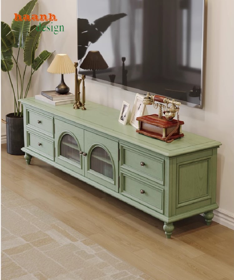 kệ ti vi gỗ tân cổ điển