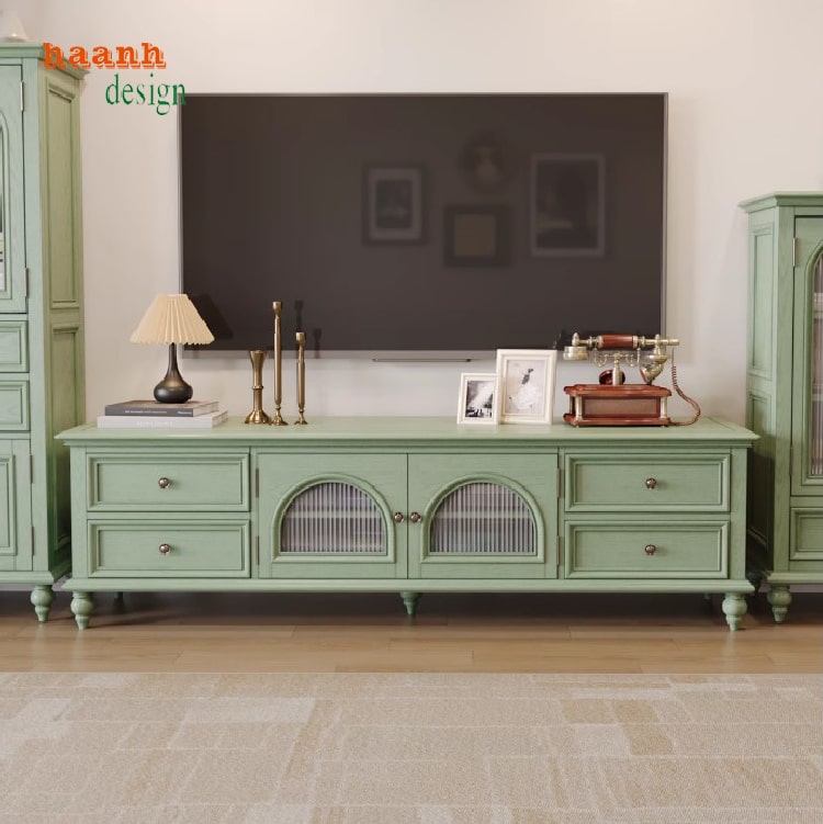 kệ ti vi gỗ tân cổ điển