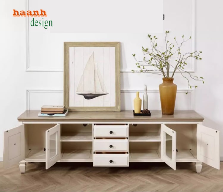 kệ tivi tân cổ điển gỗ tự nhiên