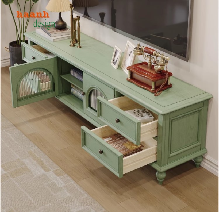 kệ ti vi gỗ tân cổ điển
